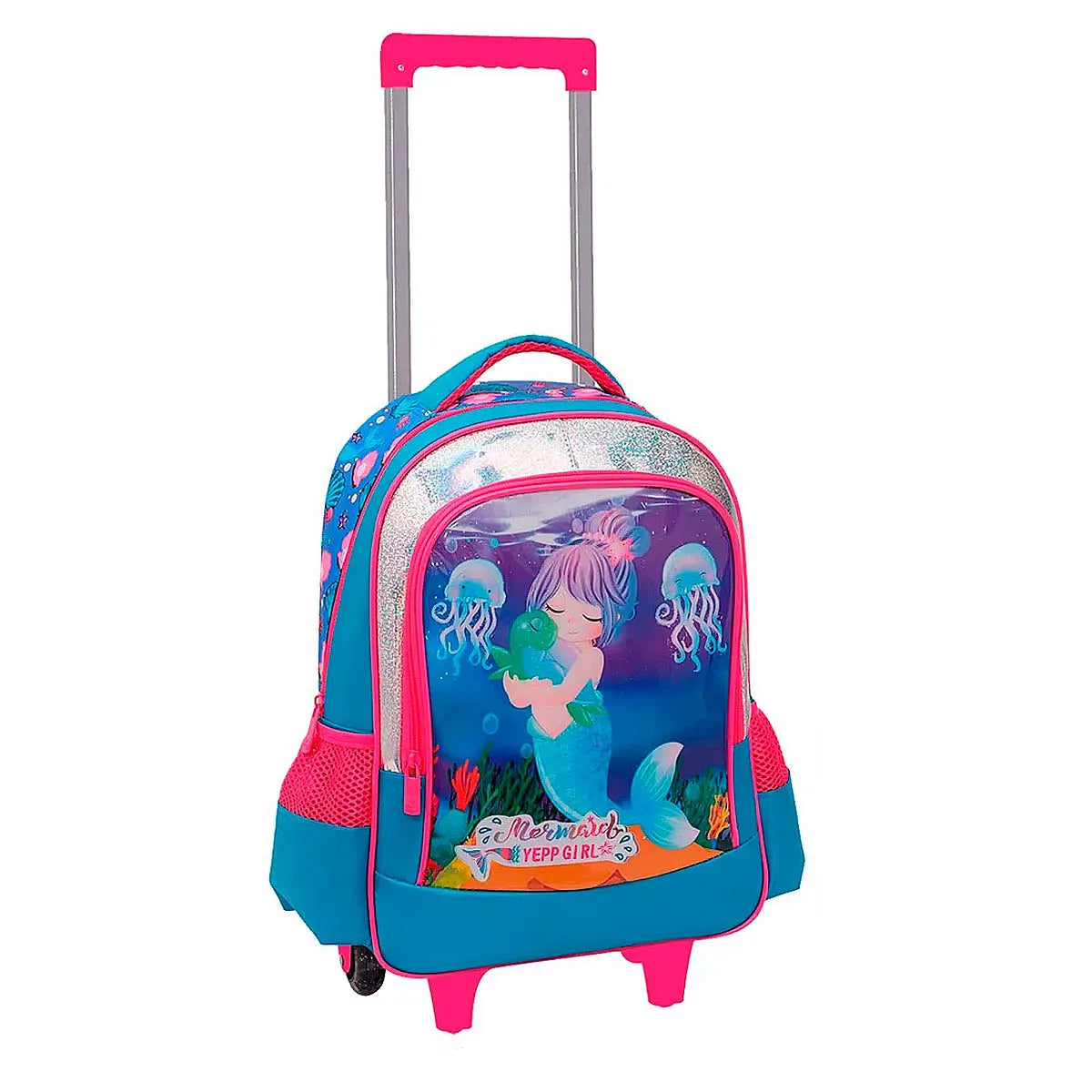 Mochila com Rodinhas e Costas Sereia Girl Yepp – Roxo/Azul