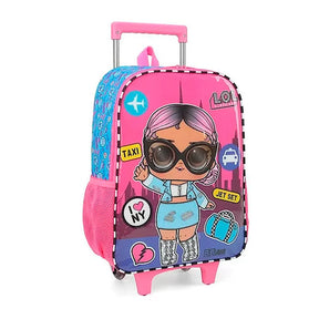 Mochila Escolar com Rodinhas LOL Rosa Luxcel