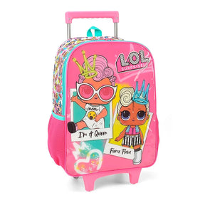 Mochila Escolar com Rodinhas LOL Rosa Luxcel