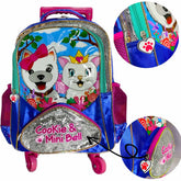 Mochila Escolar Infantil com Rodinhas 360° Gatinhos Azul – Winth
