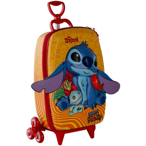 Mochila Infantil com Rodinhas Triplas 3D Tropical Laranja Diplomata